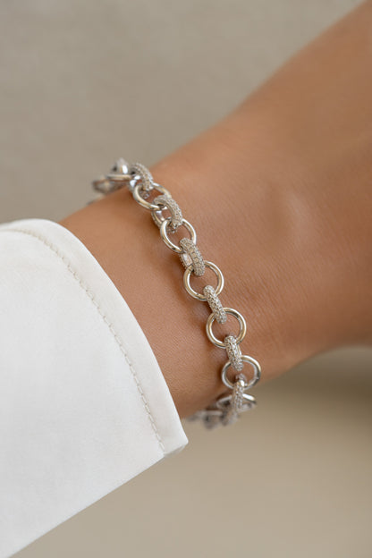 Round Pave Link Bracelet