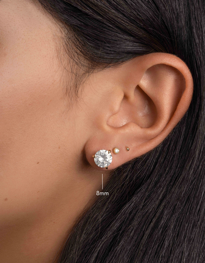 8mm Round Solitaire Stud Earrings