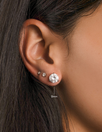 8mm Round Solitaire Stud Earrings