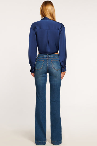 Kyle 5-Pocket Low-Rise Flare Jean