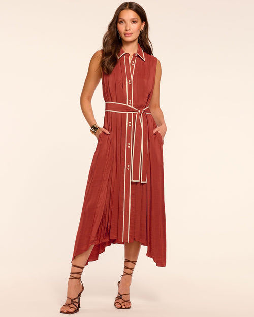 Kenneth Button Down Pleated Midi Dress