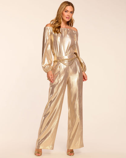 Izzy Silk Lamé Wide Leg Pant
