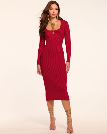 Logan Rib Knit Long Sleeve Midi Dress