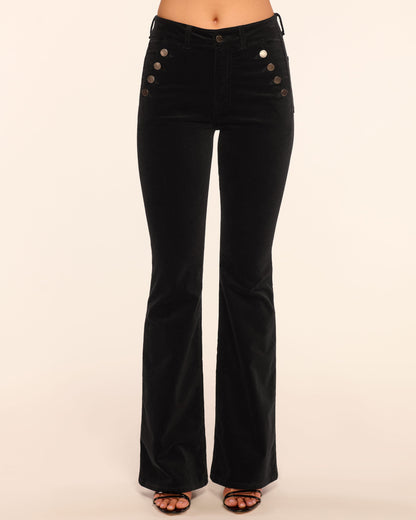 Helena High-Rise Velvet Flare Jean