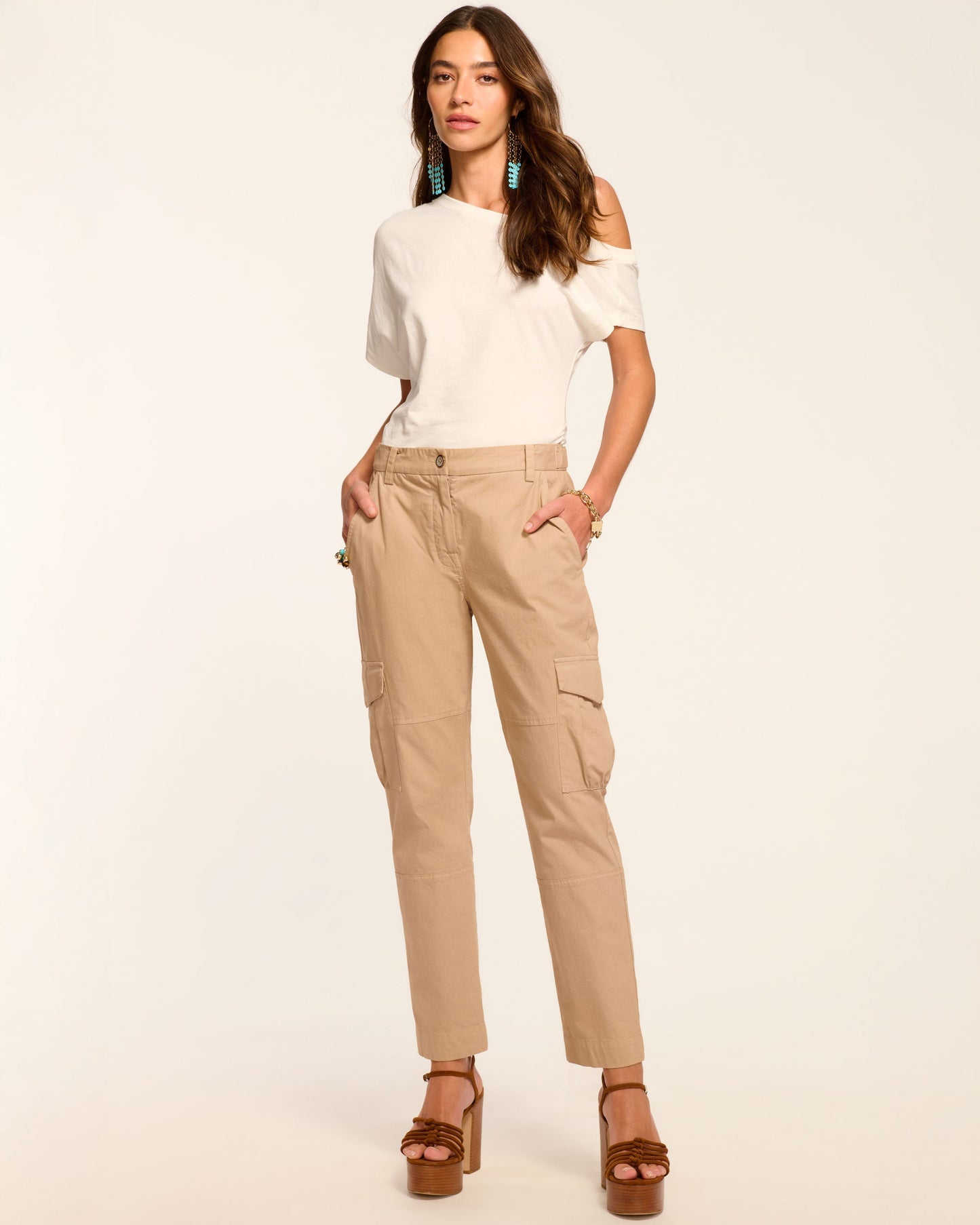 Isabelle Canvas Ankle Length Pant | SANDSTONE
