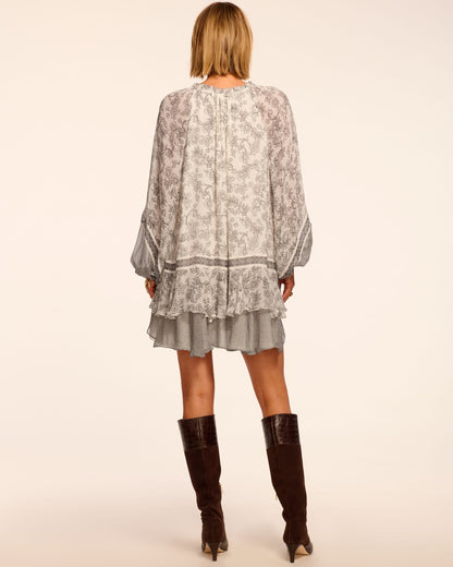 Josefine Printed Silk Long Sleeve Mini Dress