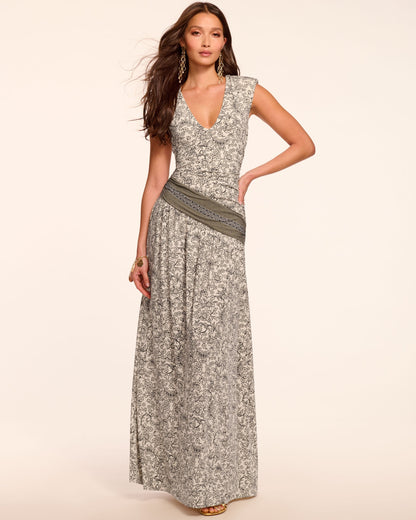 Jamie Jersey Ruched V-Neck Maxi Dress