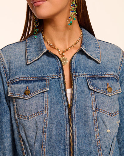 Jannah Distressed Denim Jacket
