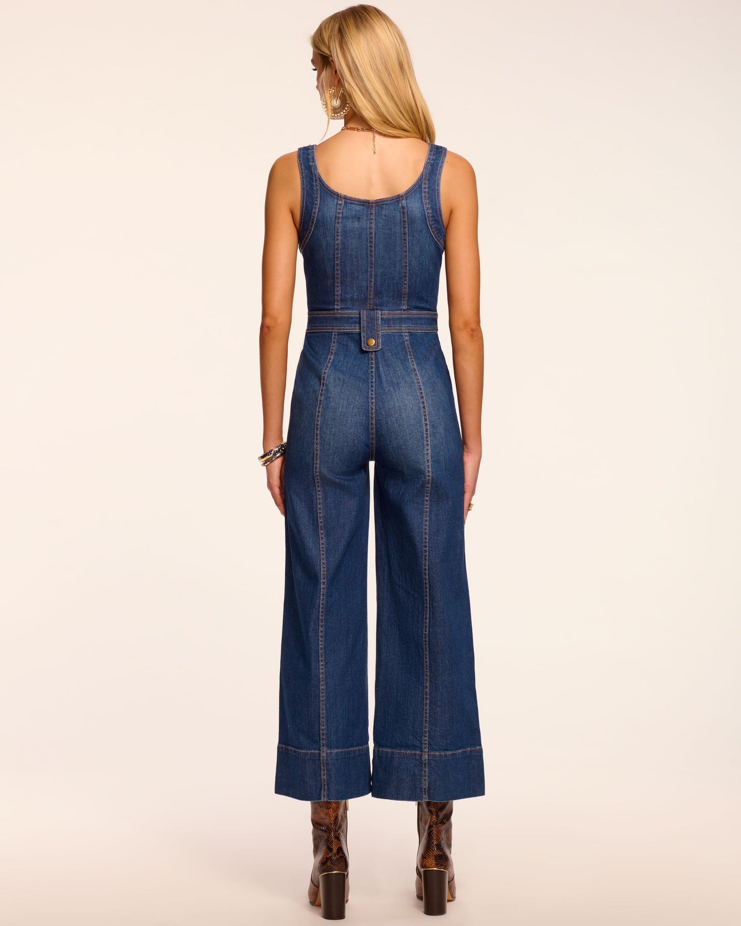 Janet Cropped Wide Leg Denim Jumpsuit