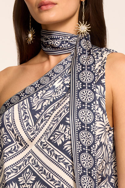 Lowell Printed One-Shoulder Top