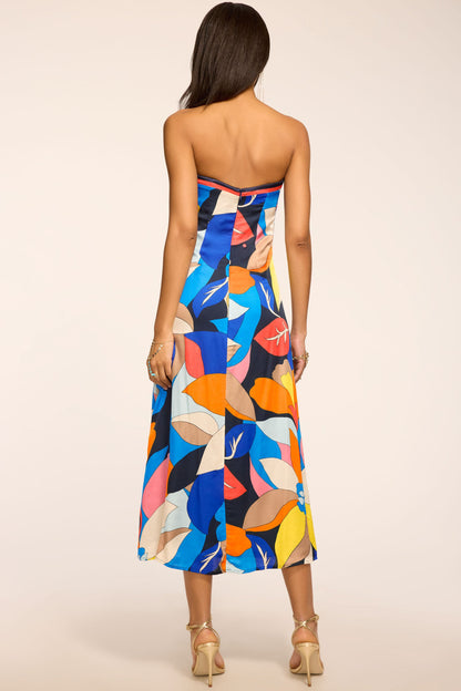 Isley Printed Strapless Midi Dress