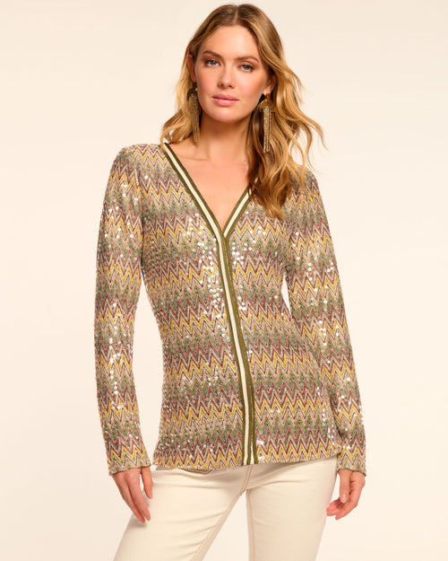 Kiki Chevron Sequin Cardigan