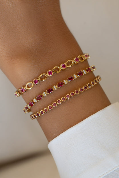 Ruby Bezel Tennis Bracelet