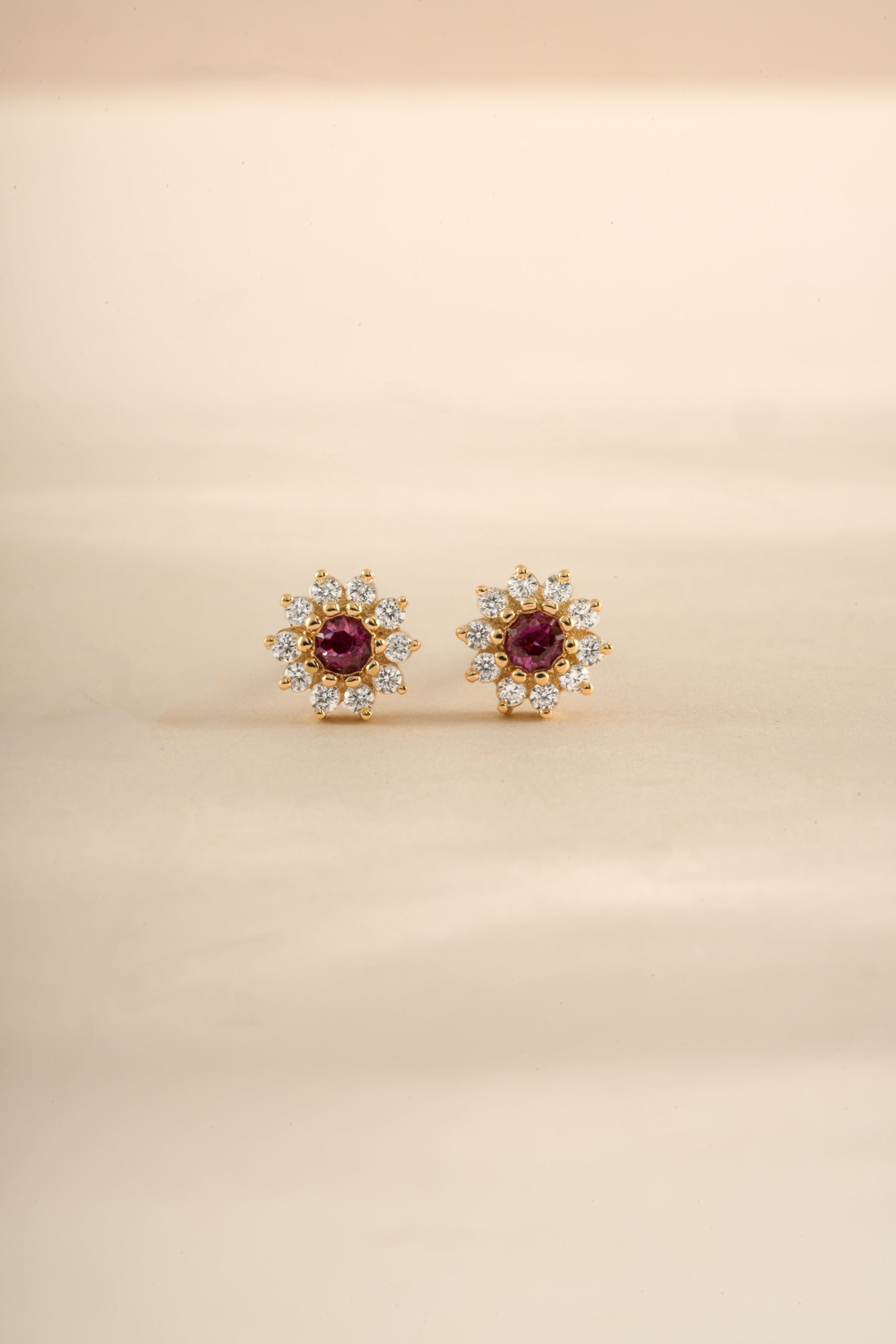 Ruby Dainty Flower Studs