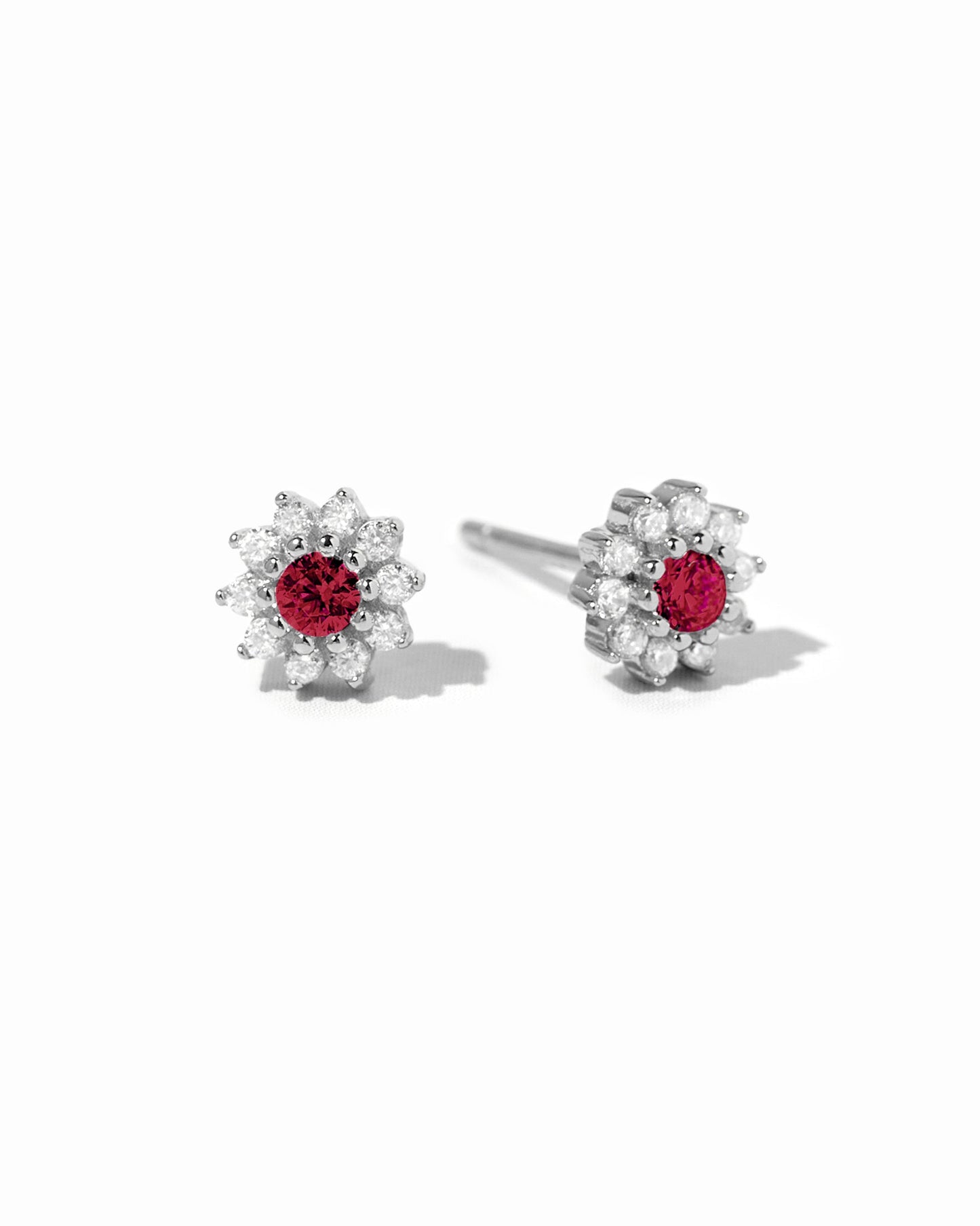 Ruby Dainty Flower Studs