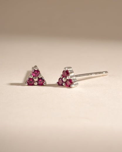Tiny Ruby 3 Stone Studs