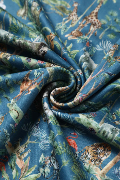 Billie Safari Animal Blue Long Sleeved Dress