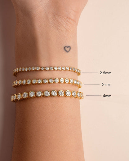 2.5mm Round Bezel Tennis Bracelet