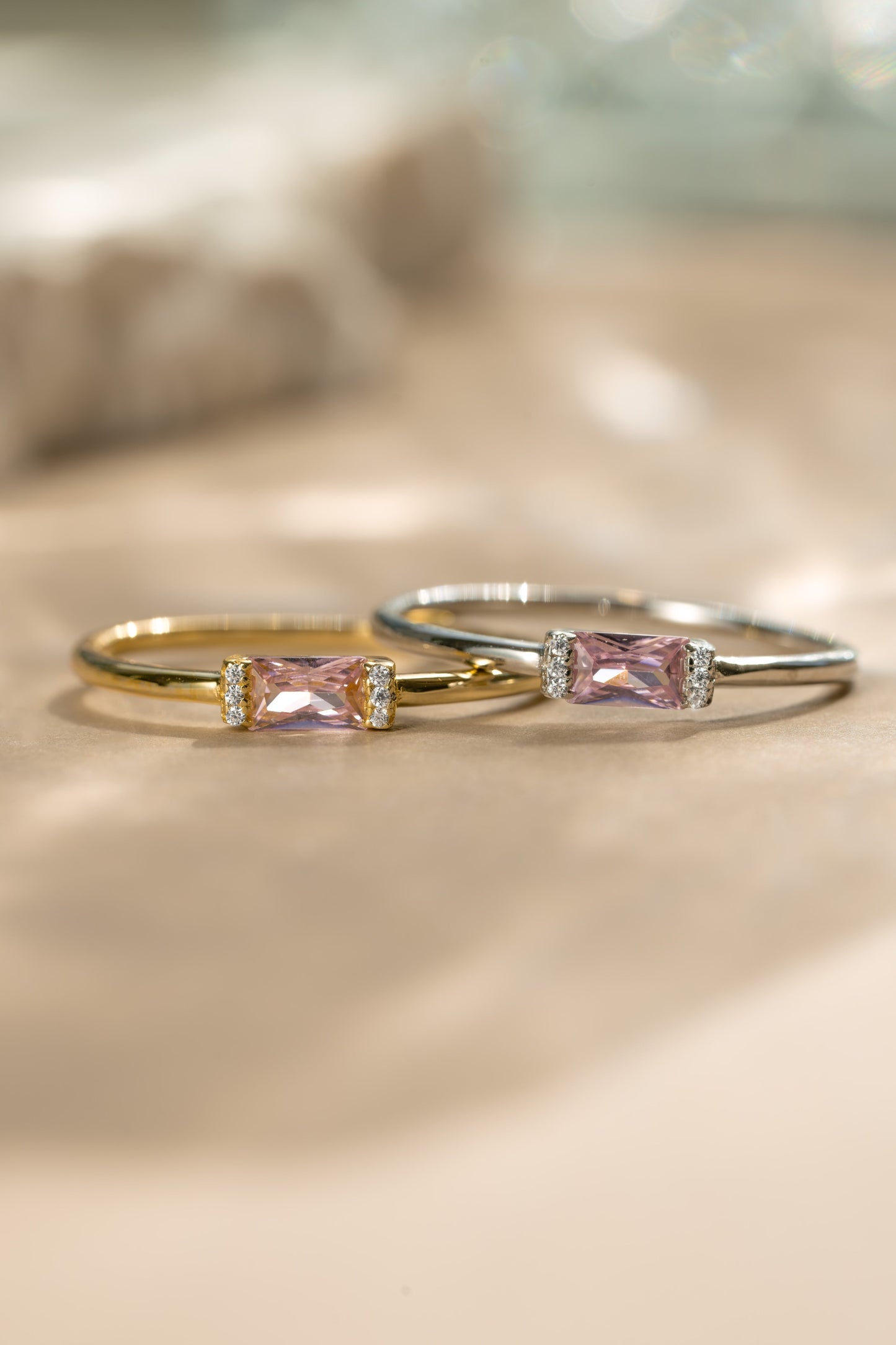 Rose Simple Baguette Ring