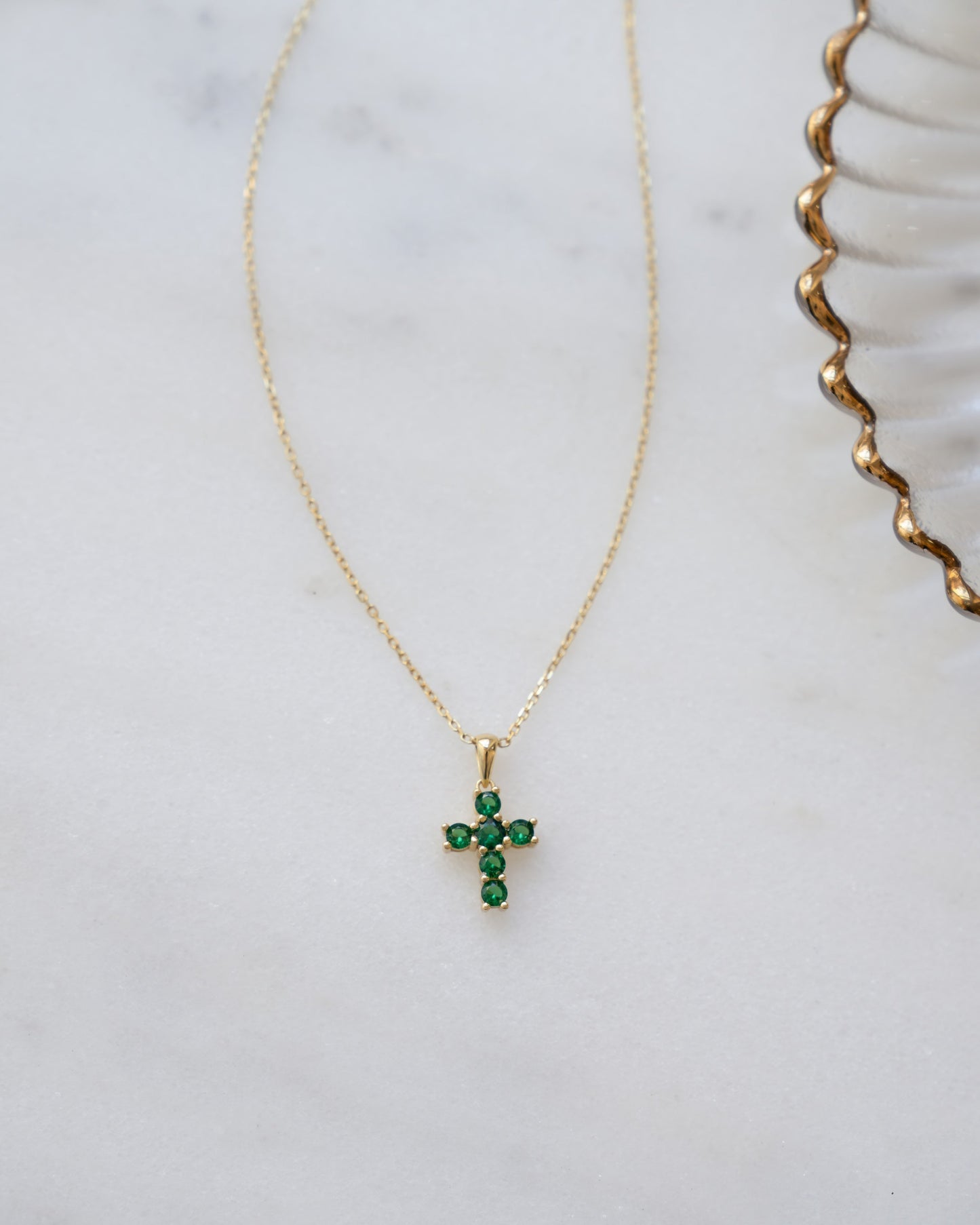 Emerald Cross Necklace