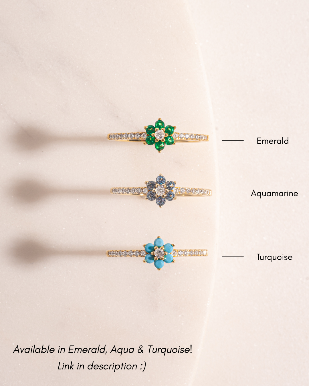Aquamarine Flower Ring