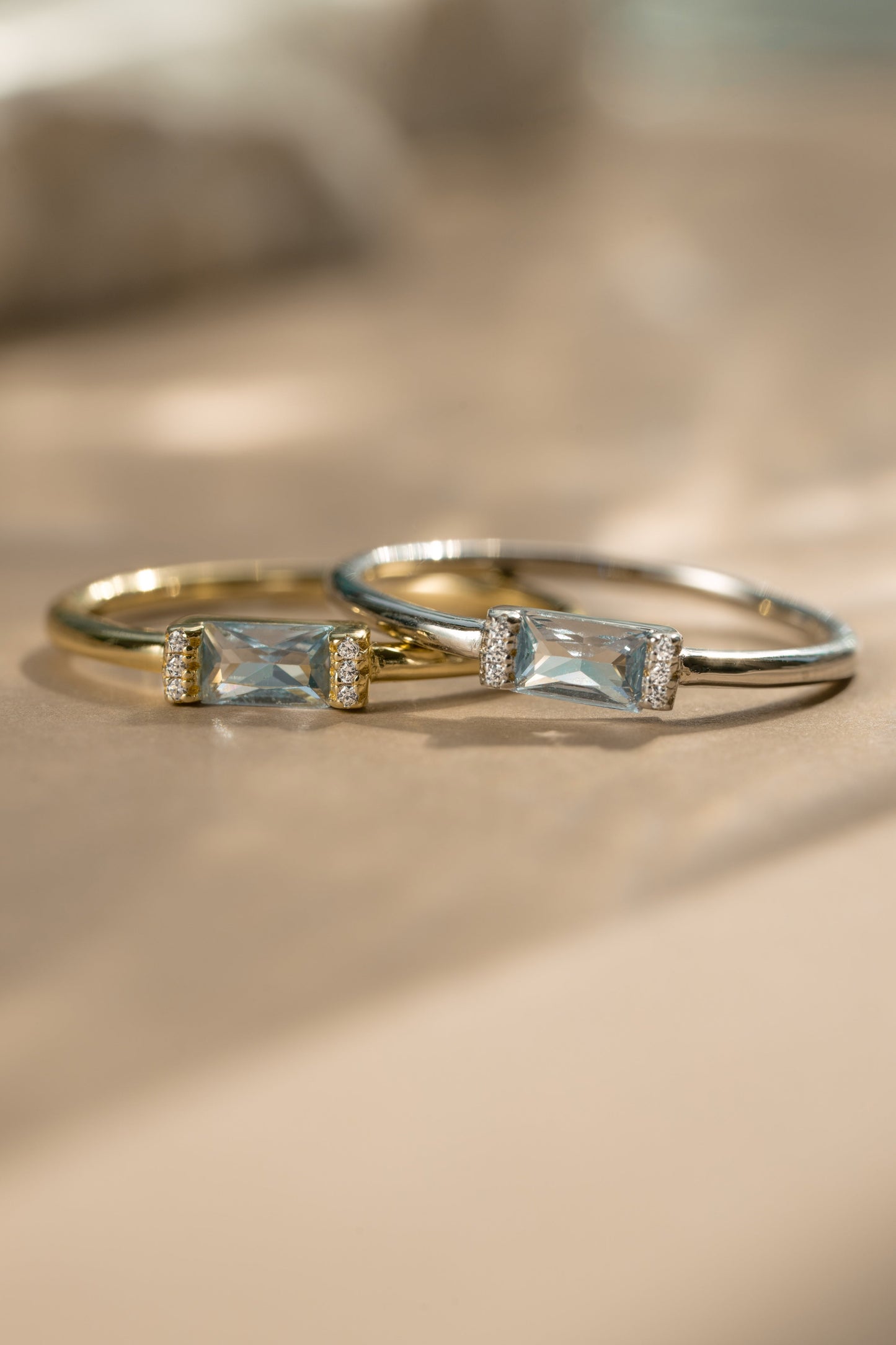 Blue Topaz Simple Baguette Ring