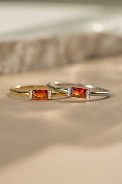 Garnet Simple Baguette Ring
