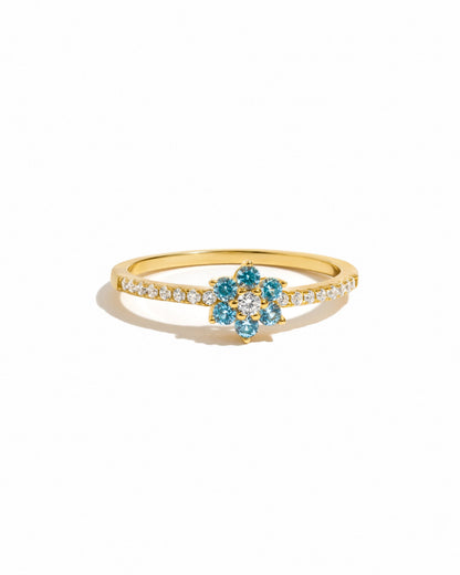 Aquamarine Flower Ring