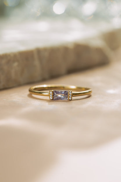 Light Amethyst Simple Baguette Ring