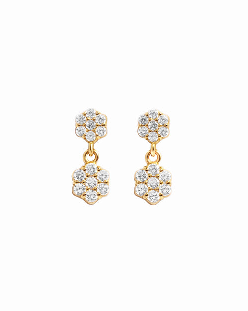 Diamond Flower Charm Studs