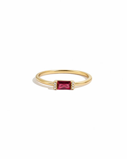 Garnet Simple Baguette Ring