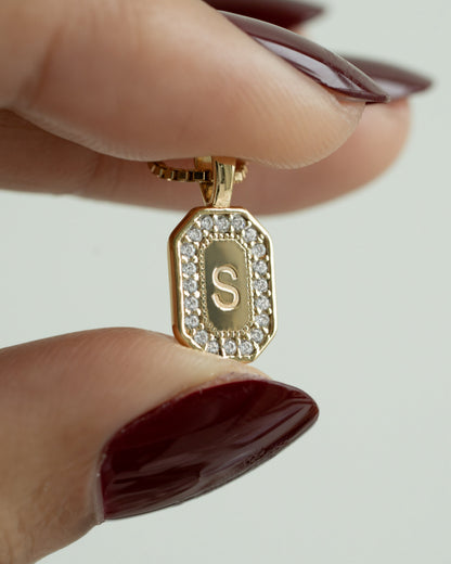 Custom Initial Studded Pendant Necklace
