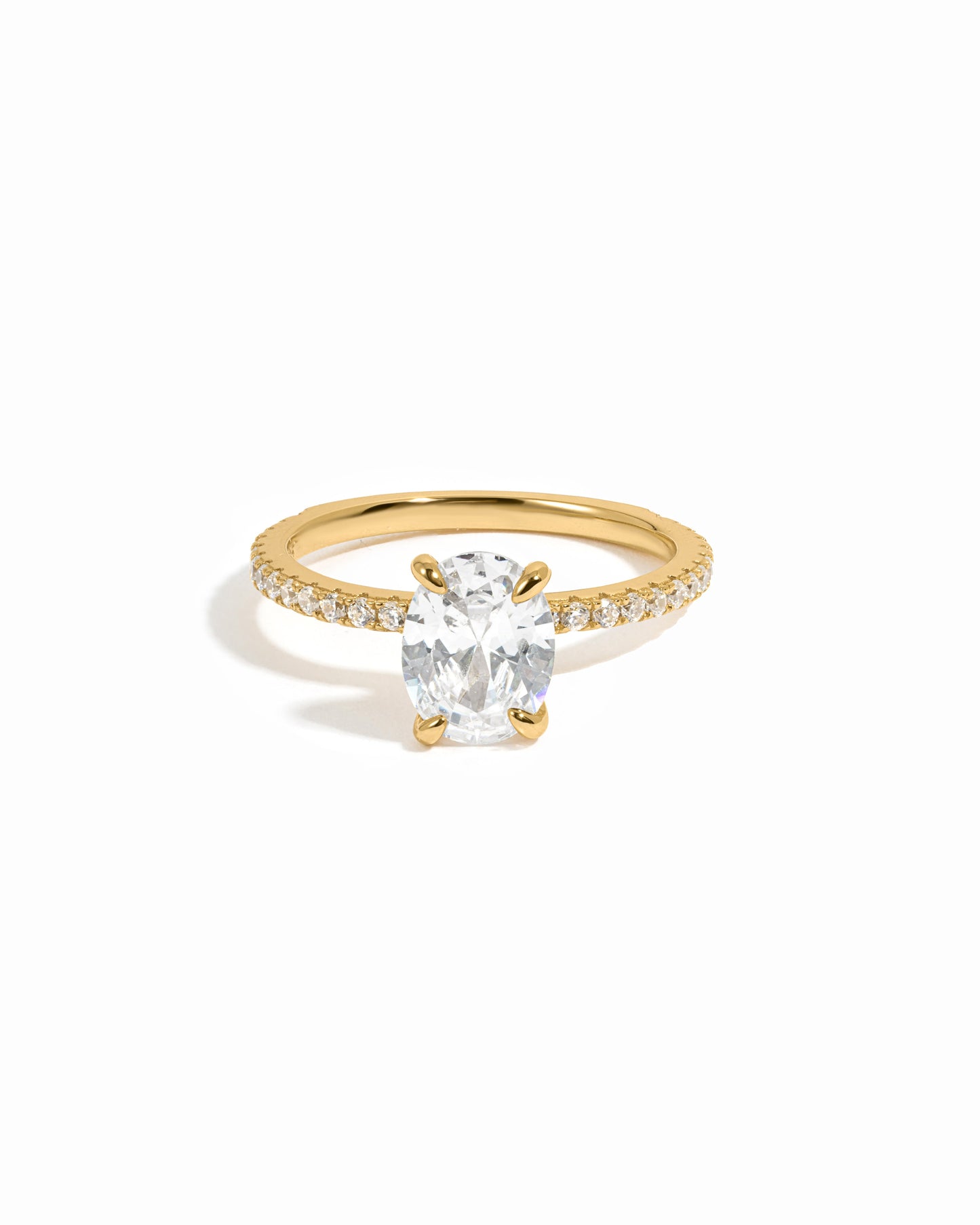 Oval Pave Band Engagement Ring