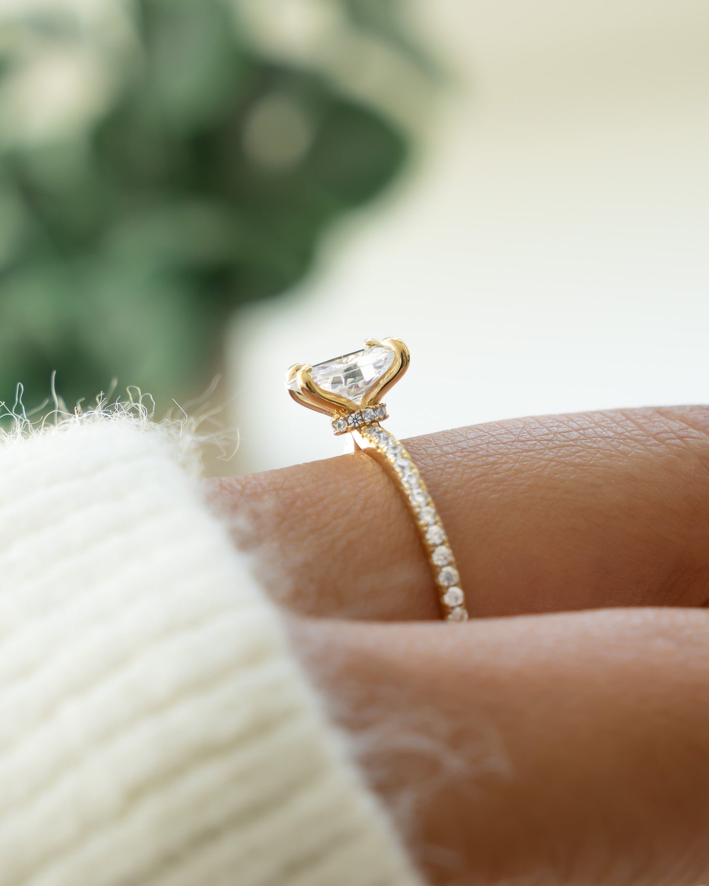 Oval Pave Band Engagement Ring