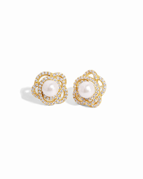 Pearl Flower Statement Studs