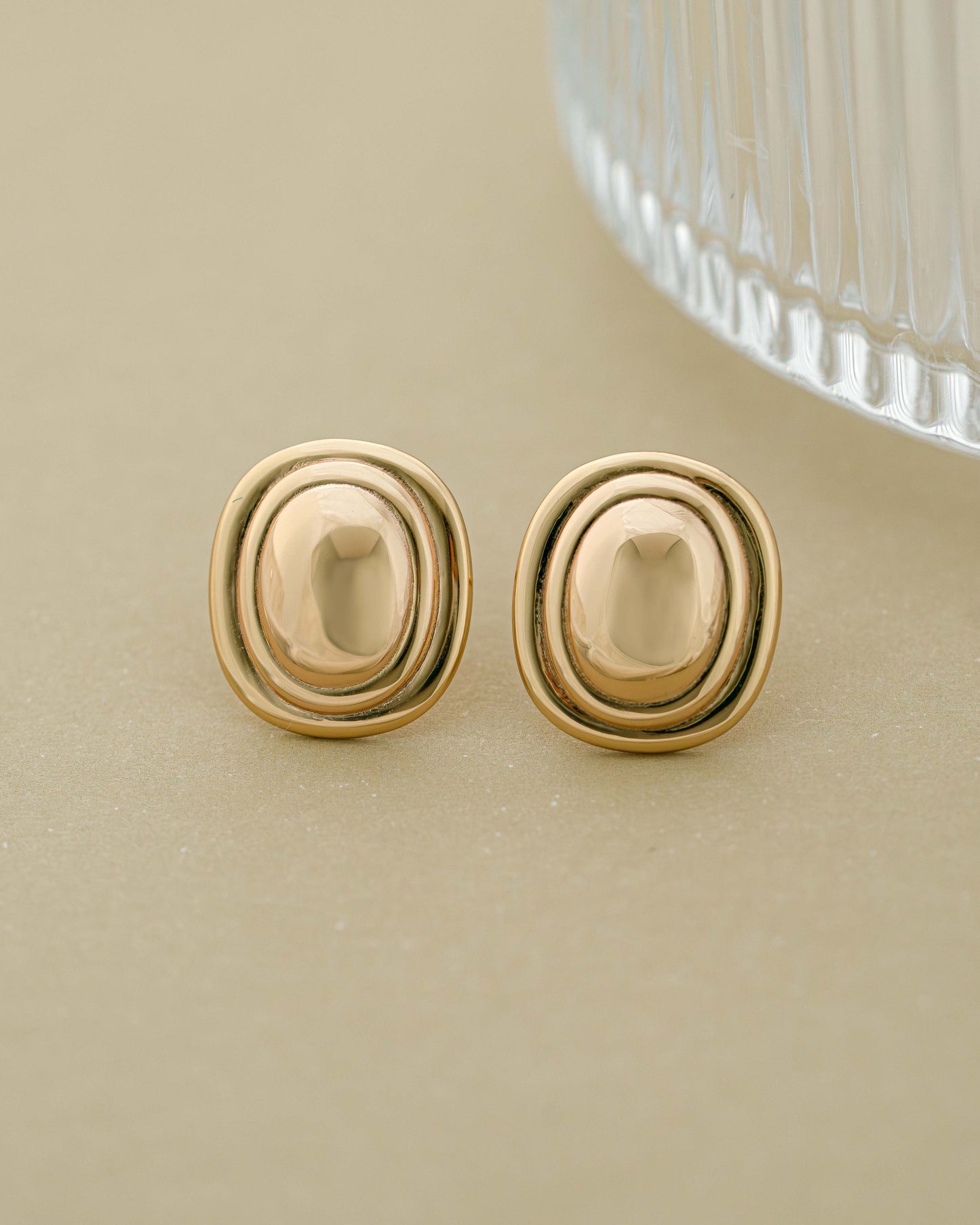 Oval Statement Stud Earrings