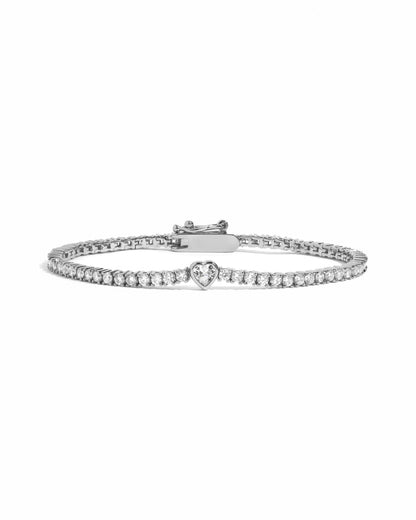 Heart Charm Tennis Bracelet