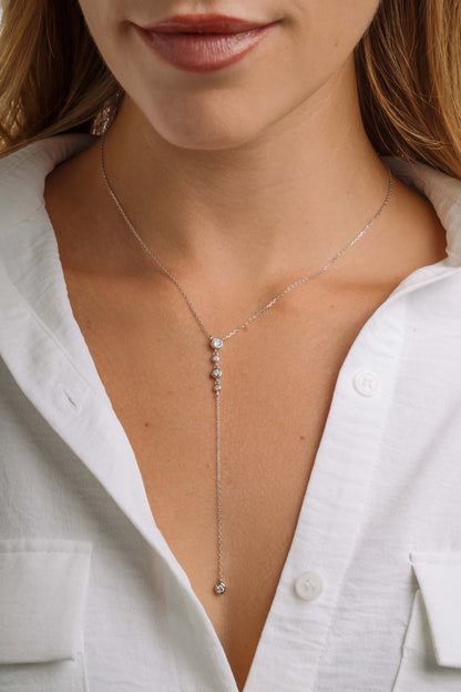 Bezel Lariat Necklace