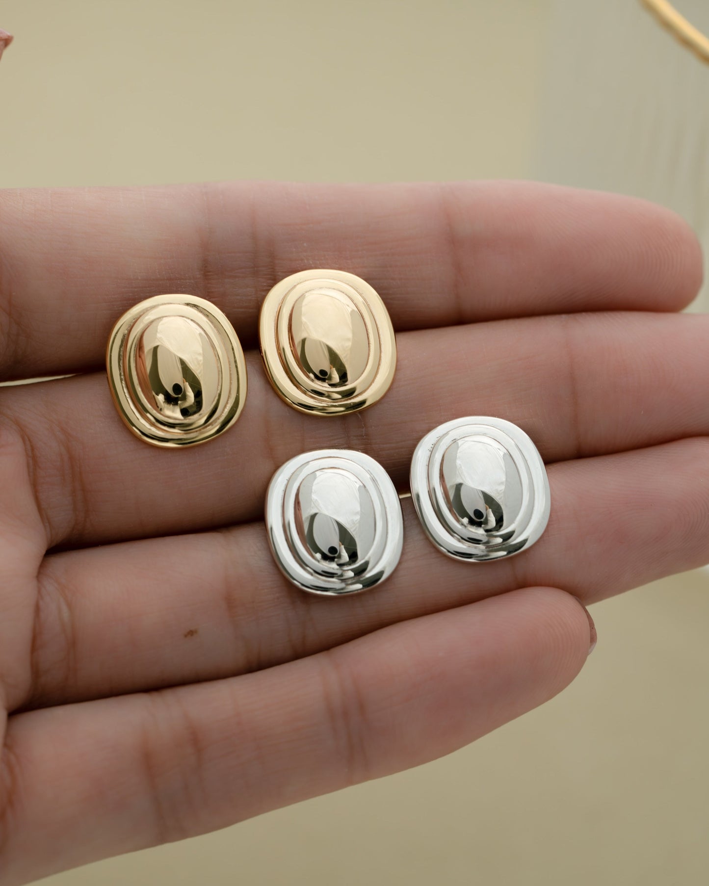 Oval Statement Stud Earrings