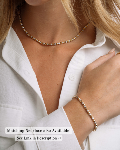 Mixed Metal Bead & Bezel Tennis Bracelet
