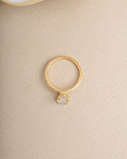 Oval Pave Band Engagement Ring