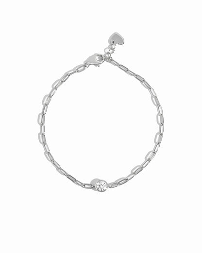 Bezel Charm Paperclip Bracelet