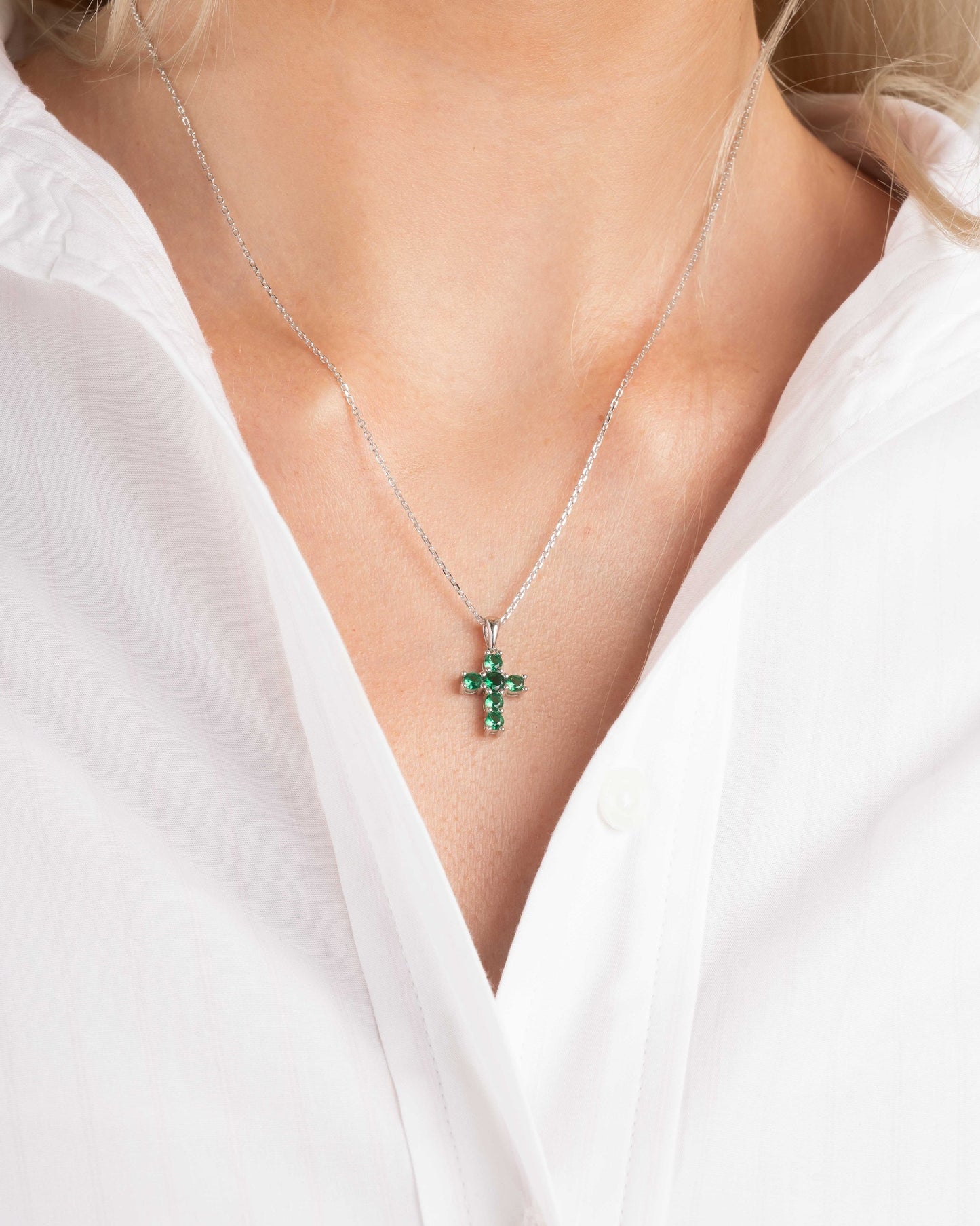 Emerald Cross Necklace