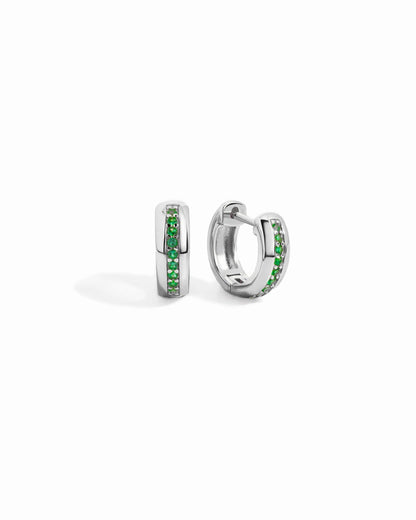 Stripe Emerald Huggie Earrings