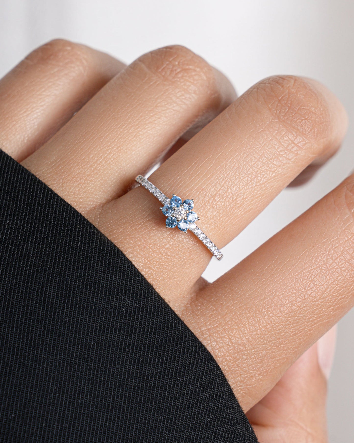 Aquamarine Flower Ring