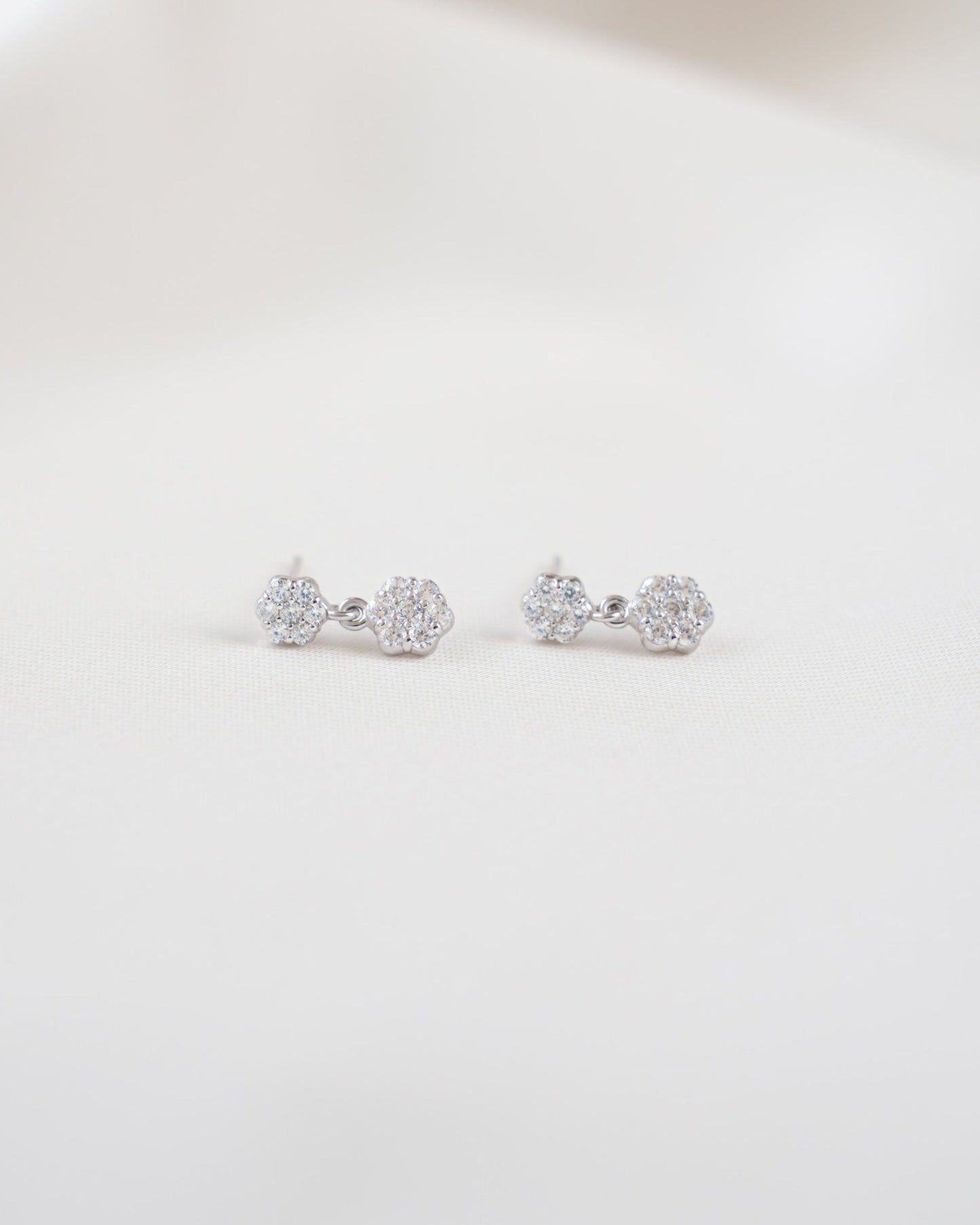 Diamond Flower Charm Studs