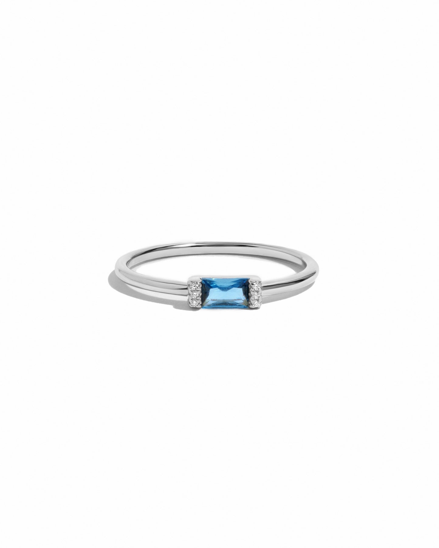 Blue Topaz Simple Baguette Ring