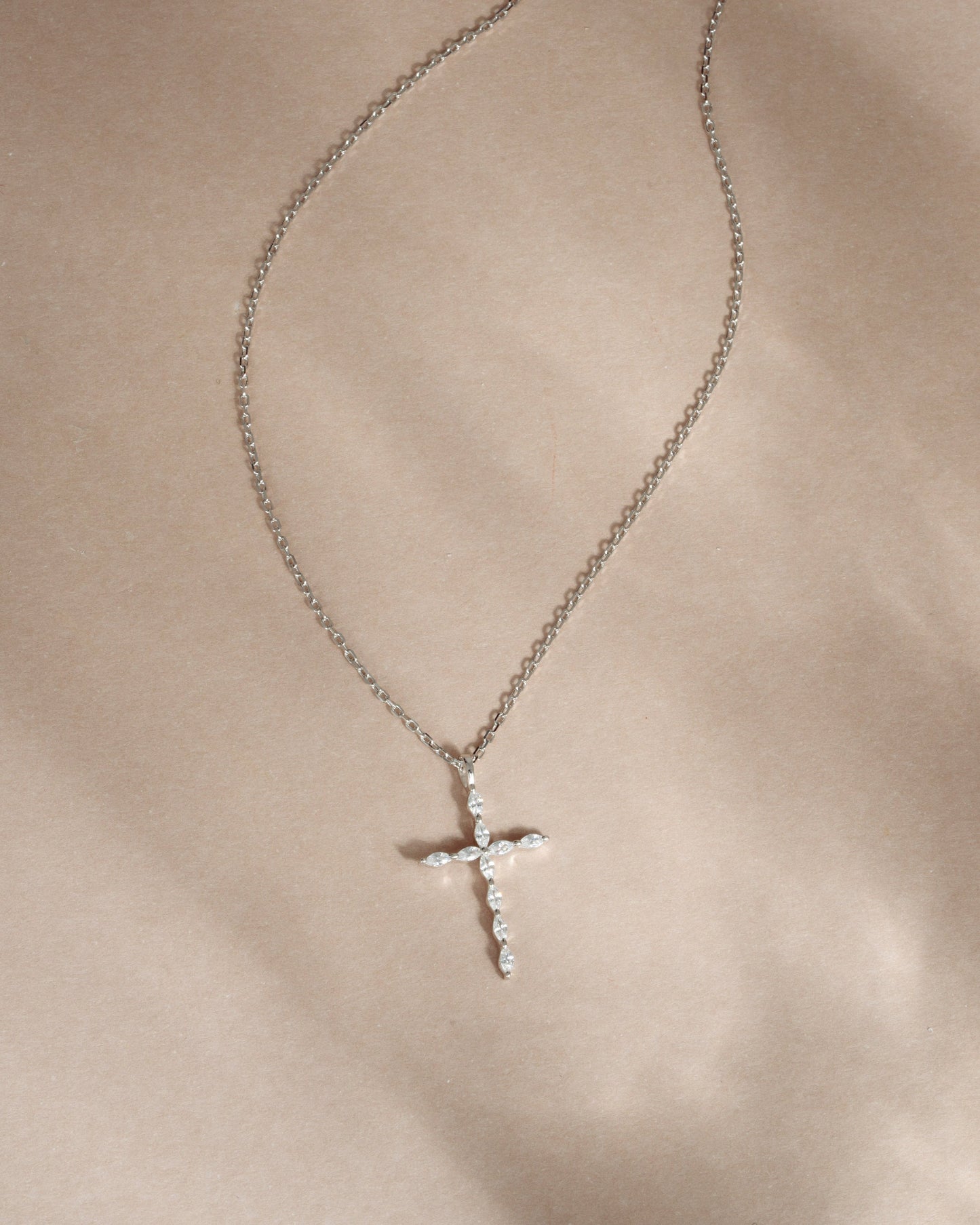 Marquise Cut Cross Necklace
