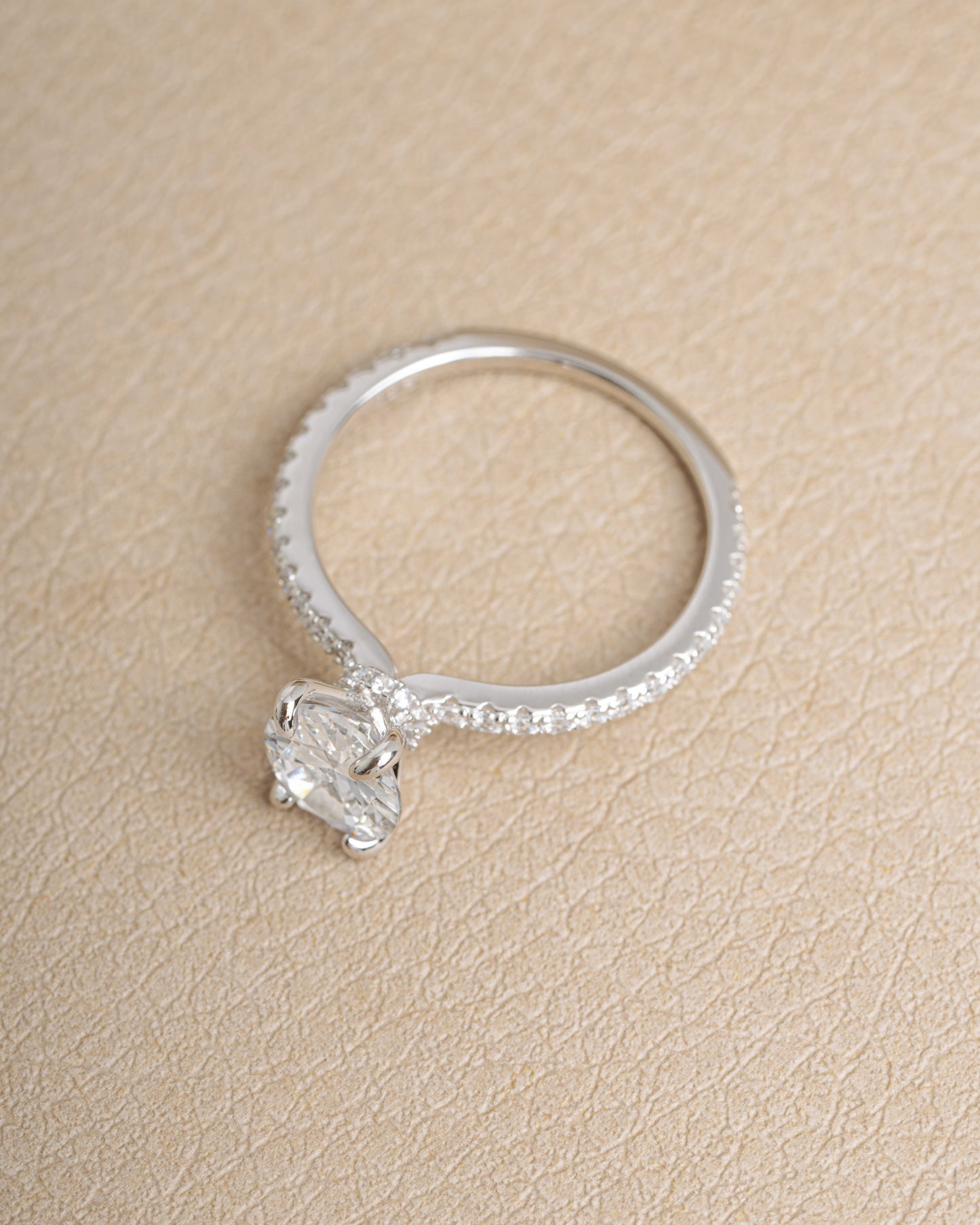 Oval Pave Band Engagement Ring
