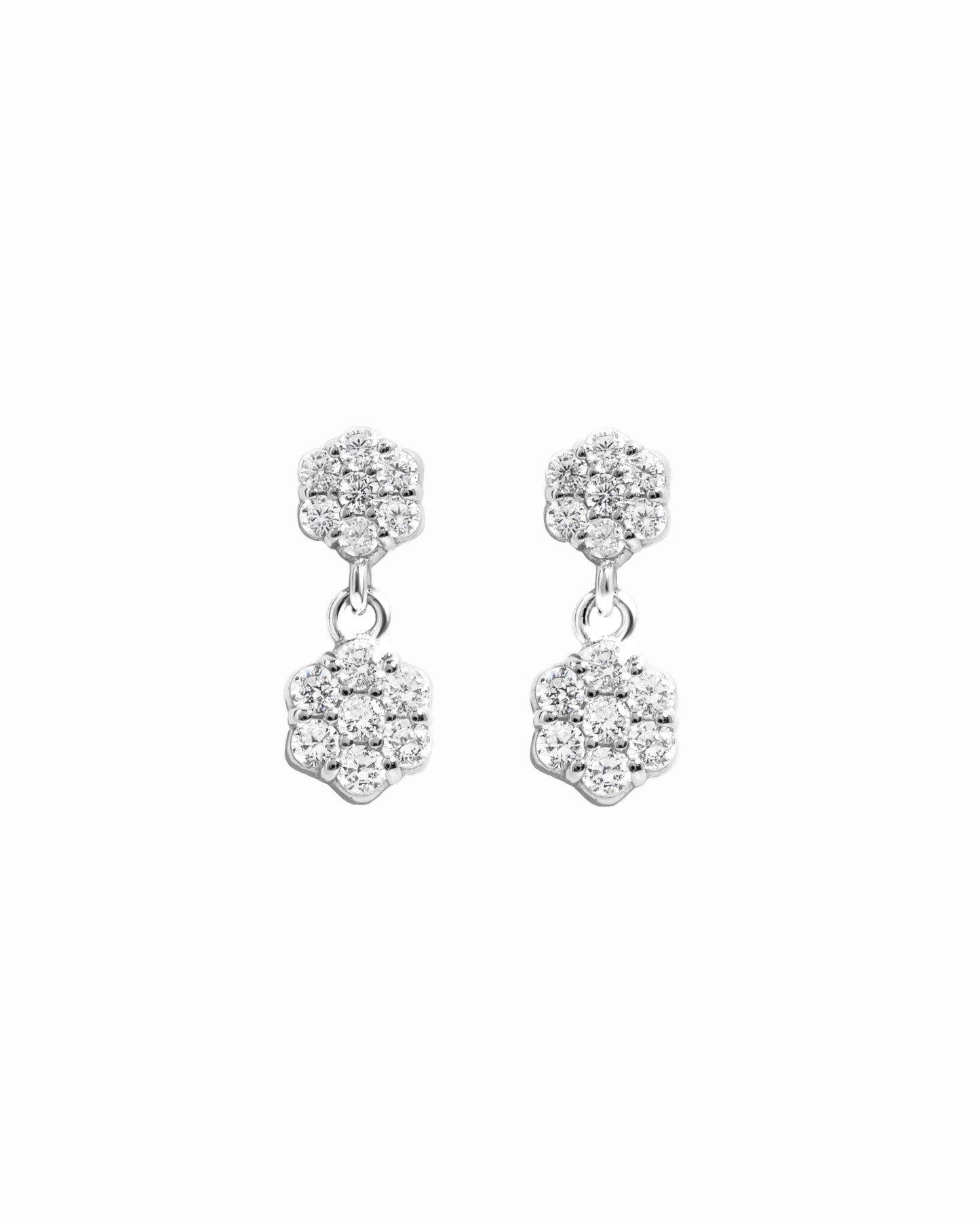 Diamond Flower Charm Studs